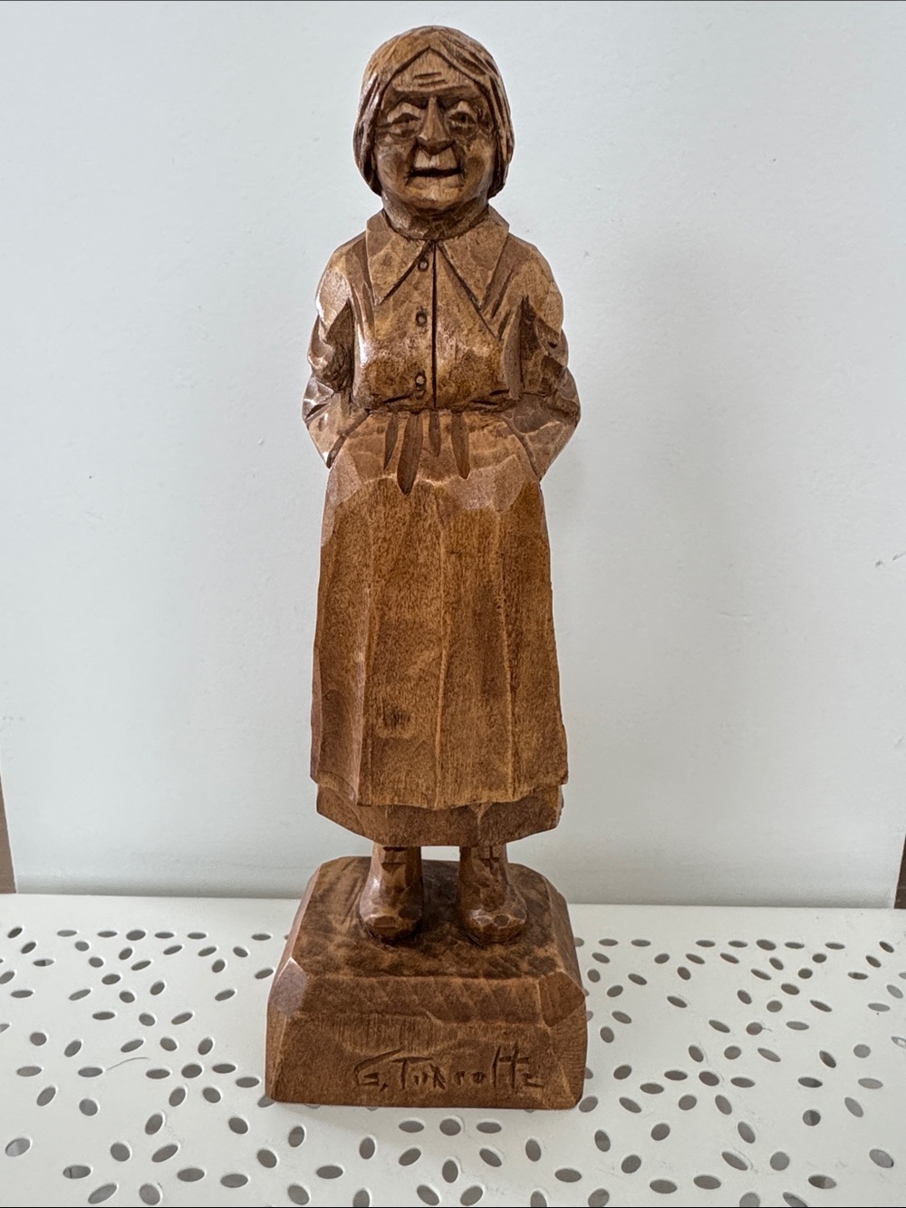 Gaston Turcotte Hand-Carved Wooden Woman Figurine - Made in Quebec
